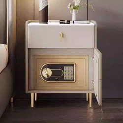 Yangman Smart Bedside Table with Integrated Safe, All Solid Wood, New Model for Home Use, Wireless Charging, Bedroom with a Sense of Sophistication