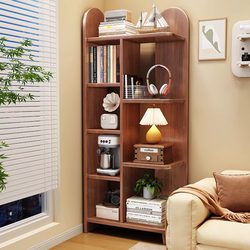 Aojing Solid Wood Bookshelf Floor-Standing Storage Rack Home Student Small Bookcase Living Room Corner Storage Rack Bedroom Corner
