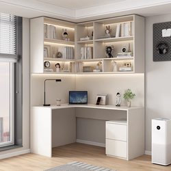 Yangman Simple Cream-Colored Corner Desk Computer Desk Bedroom Corner Writing Desk Study Living Room Integrated Against the Wall