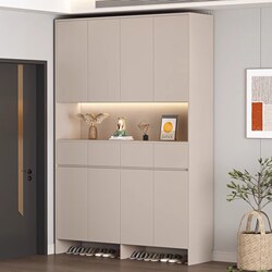 Abison Solid Wood Entryway Cabinet with Drawers, High-Quality Multi-Layer Large-Capacity Entryway Storage Integrated Shoe Cabinet