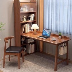Yangman Solid Wood Corner Desk Bookshelf Bookcase Integrated Computer Desk Home Office Desk Bedroom Window Study Desk