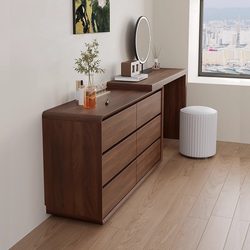 Eisen's Dressing Table and Drawer Cabinet Are Integrated into a Bedroom with Solid Wood Color Bedside Storage Cabinet, Simple and Modern Dressing Table