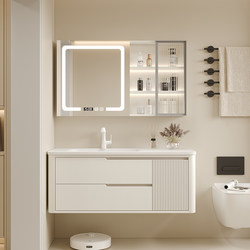Dipurui Bathroom Corian Integrated Basin Bathroom Cabinet Set Oak Cream Style Washbasin Sink New Model