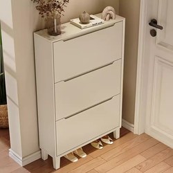 Yangman Solid Wood Tipping Shoe Cabinet, Ultra-Thin 17cm, for Home Entrance, Indoor Foyer, Small Apartment, Extremely Narrow Shoe Cabinet