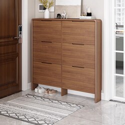 Eisen Ultra-Thin Flip-Door Shoe Cabinet for Home Use, Suitable for Small Apartments, New Popular Model, Ultra-Narrow Shoe Cabinet with Solid Wood Frame