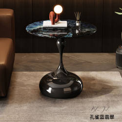 Fujiaojiang Light Luxury High-End Ultra-Crystal Stone Sofa Side Table Modern Minimalist Marble Corner Table for Living Room Home Use