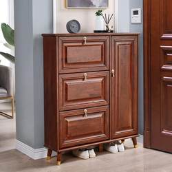 Yangman American-Style Solid Wood Ultra-Thin Shoe Cabinet for Home Entrance, Space-Saving Foyer Cabinet, New Chinese-Style Entryway Flip-Top Large Capacity