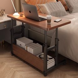 Zuoshi Bedside Table Is a Movable, Simple Small Table for Bedroom, Office, Student Home Use, Desk, Easy to Adjust Height, Dormitory