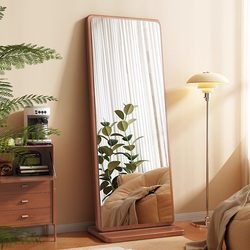 Fuqiaojiang Solid Wood Dressing Mirror, Large Standing Mirror, Wall-Mounted Fitting Mirror for Living Room, Full-Length Floor Mirror for Girls' Bedroom
