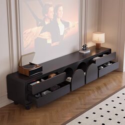 Luxurious French-Style Retro Floor-Standing Tv Cabinet for Living Room, Home Storage and Storage Cabinet, Integrated Tall American-Style Black Electric Cabinet