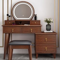 Gumufel Solid Wood Dressing Table Modern Bedroom Simple Desk Makeup Table Chest of Drawers Integrated New Chinese Style New Model