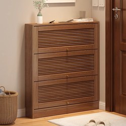 Zuoshi Solid Wood Ultra-Thin Tipping Bucket Entryway Shoe Cabinet 18cm Narrow Model Home Entryway Shoe Cabinet Storage Space-Saving