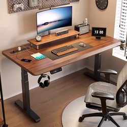 Zoshe Solid Wood Electric Height-Adjustable Desk, Computer Desk, Gaming Desk, Home Study Desk, Office Desk, Adjustable Height