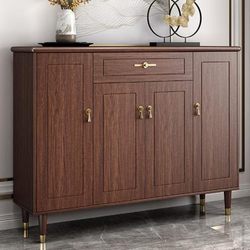 Zuoshi Solid Wood Shoe Cabinet for Home Entrance, Large Capacity, Multi-Layer, Extra-Large Entryway Cabinet, Integrated Entryway, New Chinese Style Balcony