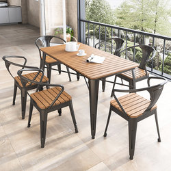 Golden Sands Duke Outdoor Plastic Wood Tables and Chairs Courtyard Anti-Corrosion Wood Outdoor Leisure Garden Open-Air Balcony Cafe Tables and Chairs