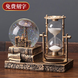 Retro Hourglass Timer Snowflake Crystal Ball Music Box Birthday Gift for Girls Creative Literary Style Gift Practical