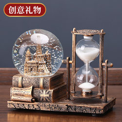 Retro Hourglass Timer Crystal Ball Music Box Desktop Decoration Ornaments Birthday Gift for Girls Practical Home Furnishing