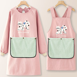 Apron for Kitchen Use 2025 New Model Oil-Proof and Water-Repellent High-End Style Youthful Long-Sleeved Smock for Women New Model with Hand Wiping Feature