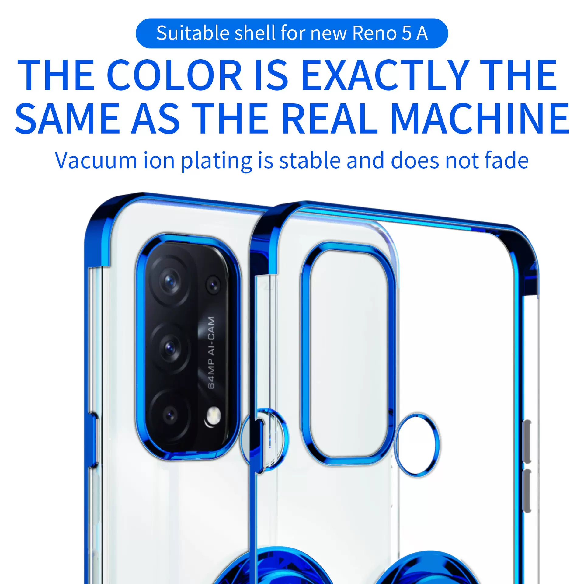 OPPO Reno5A手机壳适用日本版亚马逊保护套指环扣透明TPU电镀壳新-Taobao
