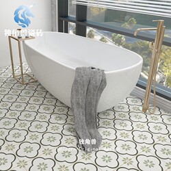 American Retro Minimalist Ins-Style Trendy Small Floral Tiles for Bathroom, Balcony, Kitchen, Non-Slip and Wear-Resistant Floor Tiles, Green Wall Tiles