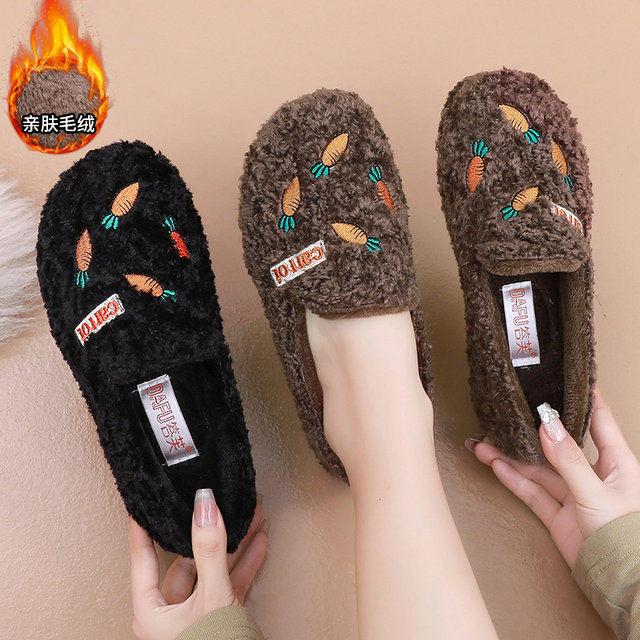 Autumn and winter plus velvet warm furry shoes, old Beijing cloth shoes, women's shoes, bean shoes, women's shopping shoes, pregnant women's shoes, outer shoes