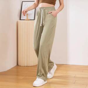 
Ice silk summer thin narrow version wide-leg women's pants new sun protection trendy drape sports quick-drying casual pants for small people