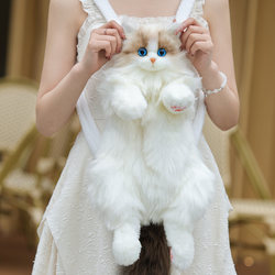 Simulated Ragdoll Cat Backpack, Little Cat Bag, Bionic Doll Plush Toy Bag, Birthday Gift for Girls
