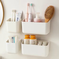 Japanese Magic Wall-Mounted Storage Box Bathroom Shelf Wall-Mounted Rack Bathroom No-Drill Comb Holder Bucket