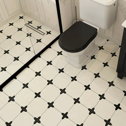 French Retro Small Tiles for Bathroom, Kitchen, Balcony, Milk Tea Shop, Pet Shop, Non-Slip Floor Tiles, Black and White