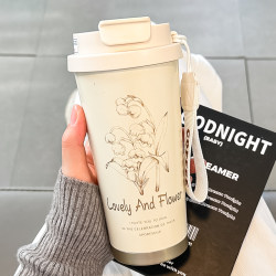 2025 New Style Insulated Cup for Women, High-Quality Straw Water Cup, 316 Stainless Steel, High-End Trendy Cold Coffee Cup
