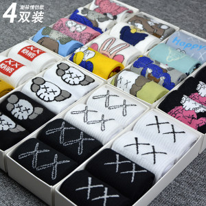 
xx socks mid tube sesame street cartoon anime men and women hip hop skateboard Snoopy trendy socks pure cotton internet celebrity Douyin