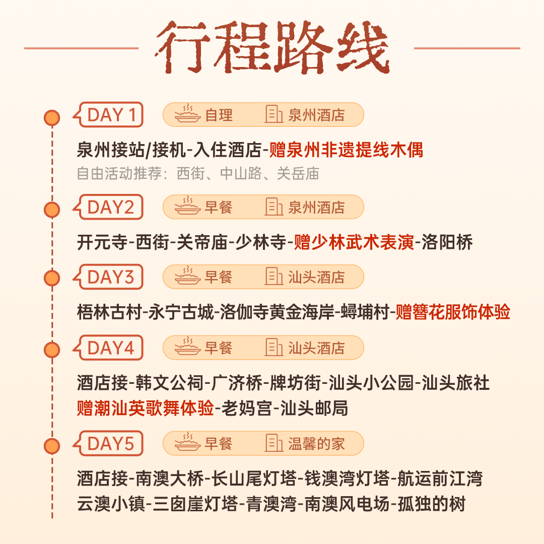 泉州潮汕旅游5天4晚西街洛伽寺潮州古城南澳岛6人小团 闽潮非遗行