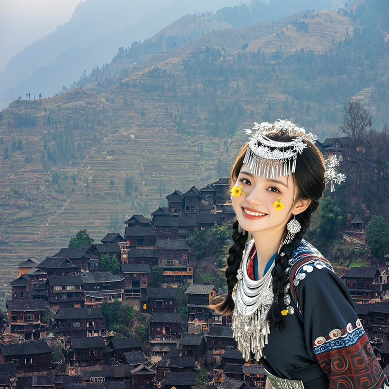 【包机票】贵州旅游5天4晚跟团游黄果树瀑布千户苗寨小七孔五日游