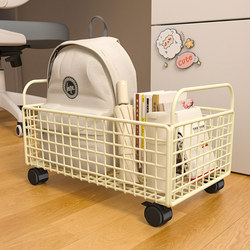 School Bag Storage Rack, Movable Book Box, Student Classroom Storage for Books and Textbooks, Large-Capacity Storage Box with Wheels