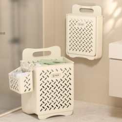 Foldable Dirty Clothes Basket, Wall-Mounted Household Bathroom Clothes Storage Basket, Bathroom Laundry Basket