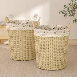Dirty Clothes Storage Basket, High-End Floral Rattan Dirty Clothes Basket, Household Dirty Clothes Basket, Bedroom Clothing Storage Basket