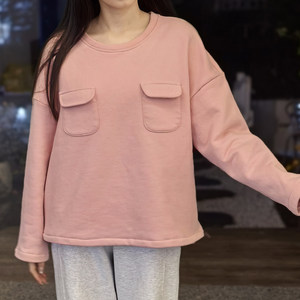 onrays|100%新疆长绒棉加绒通勤纯棉双插袋遮点女士圆领长袖卫衣