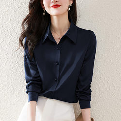 Hangzhou Silk Shirt for Women, Long-Sleeved Spring New Style, Wrinkle-Resistant, No-Iron, Professional Interview Shirt, High-End Mulberry Silk Top