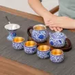 Ấm trà bạc Guiyintang bạc nguyên chất 999 ấm đun nước nguyên chất handmade cloisonné men bạc cao cấp ấm trà ấm đồng ấm trà cổ bằng đồng 