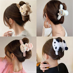 Cute and Sweet Style Plush Hair Clip 2025 New Autumn and Winter Medium-Sized Versatile Hair Clip Shark Clip Hair Accessory for Women