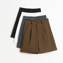 Women's Summer Thin Ice Silk Casual Suit Shorts, Five-Point Mid-Length Pants, Versatile, Slimming, A-Line, Simple, High-Waisted for Commuting