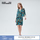 DVF V-neck plant print quarter sleeve short stretch knitted dress DS2R032