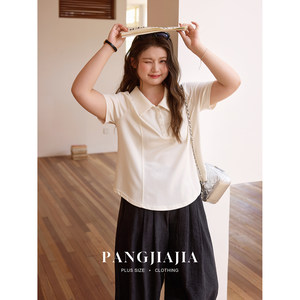 
[Fat Jiajia] Fat mm plus size women's classic polo short-sleeved T-shirt summer loose casual slim top
