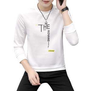 Youth long -sleeved T -shirt Korean slim -fitting bottoming shirt round neck men's coats sweater student style printing new
