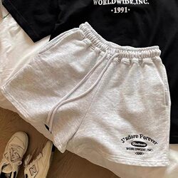 Clearance Bargain~ Vintage Hot Pants Zhou Yutong Style American Loose Letter Embroidered Shorts Women's Casual Sports Pants