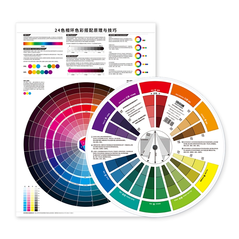 色轮卡24色相环海报套装色相轮色相环中文版色彩搭配