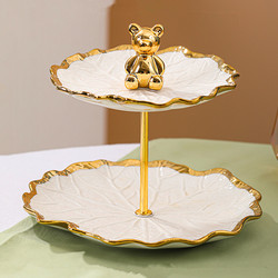 European-Style Multi-Layer Ceramic Fruit Plate for Living Room Coffee Table, Suitable for Dried Fruits, Candies, Fruit Plate, Cake Stand, Dessert Table, Snack Plate