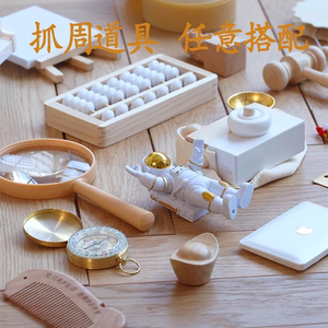 
Grab the week props for one year old supplies for boys and girls new Chinese style draw lots Qizhigong log single piece small ornaments