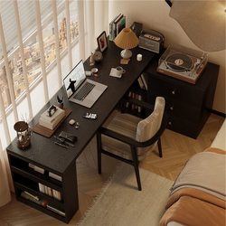 Corner Desk Home Study Table Bedroom Girls Dresser Bookcase Integrated Solid Wood L-Shaped Corner Computer Desk