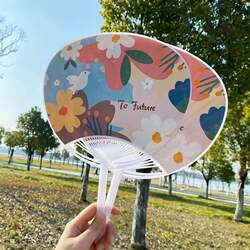 Cute Large Fan, Cute Plastic Fan, Cooling Fan, Hand-Cranked Fan, Summer Hand-Held Fan